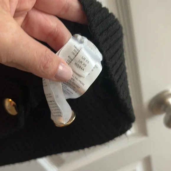 Maeve Anthropologie Black and White Striped Sweater Vest Gold button closure XS - Picture 6 of 12